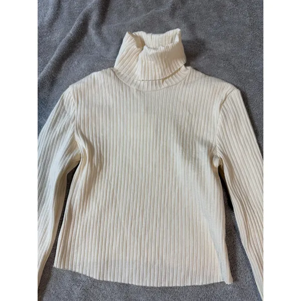 NWT Zara Cream White Ribbed Cropped Long Sleeve Turtleneck Top‎ Size Small - Image 2
