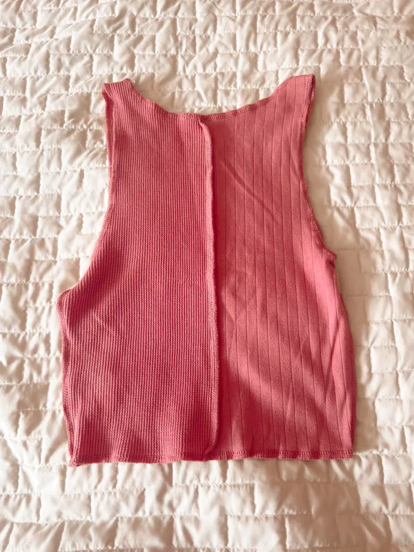 American Eagle Pink Mixed Stitch High Neck Tank Top Size XS - Image 2