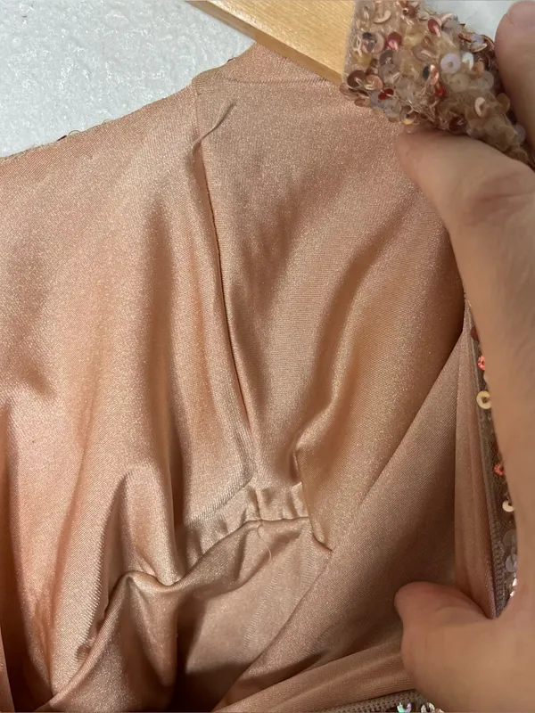 Retrofete Bronze Rose Gold Sequin Long Sleeve Nikki Mini Dress Evening Party - Image 7