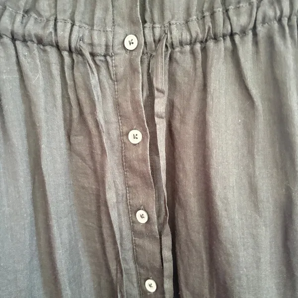 J.Crew Black Button Front‎ Maxi Dress Short Sleeve Elastic Waist Size 4 - Image 7