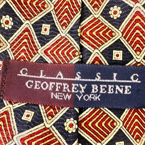 Geoffrey Beene Tie Geometric Multicolor Silk Necktie Classic USA Made Office - Image 6