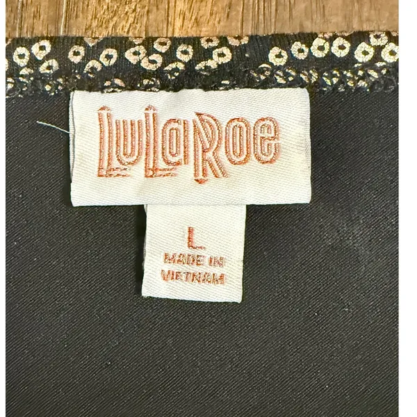 LuLaRoe Debbie Elegant Dress L Black Copper Metallic Cocktail Sheath NWT - Image 7