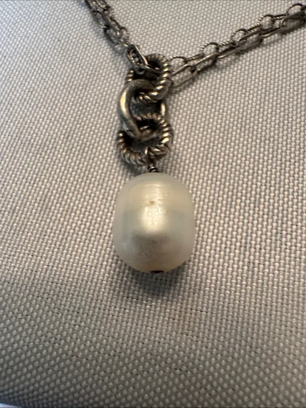 Silpada silver 925 chain necklace with white pearl drop - Image 2
