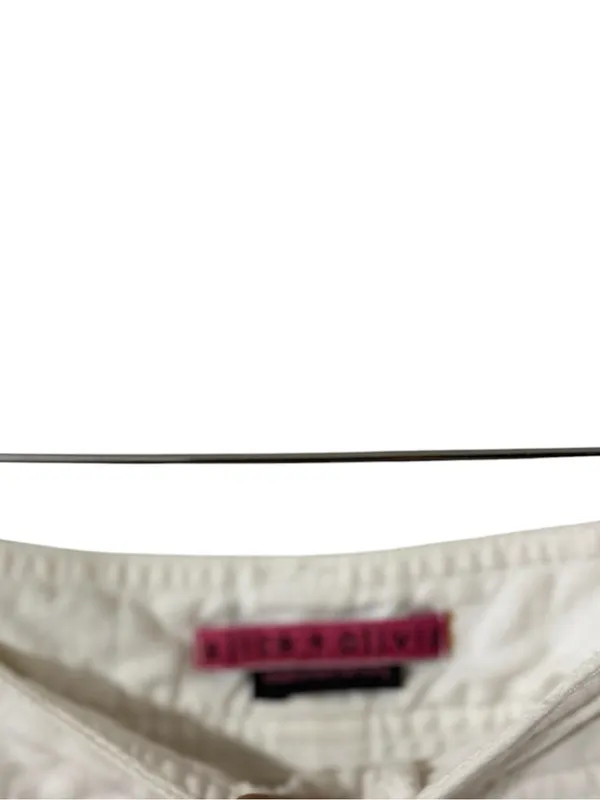 ALICE + OLIVIA High Rise Off-White Flare Wide Leg Cotton Pants Trousers - Image 7
