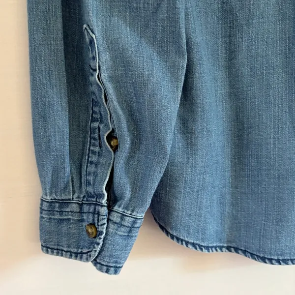 Abercrombie & Fitch Womens Denim Button Down Shirt‎ Medium Wash Long Sleeve Top - Image 4