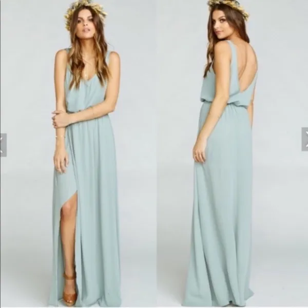 Show Me Your Mumu SMYM Kendall maxi silver sage dress NEW XS - Image 2