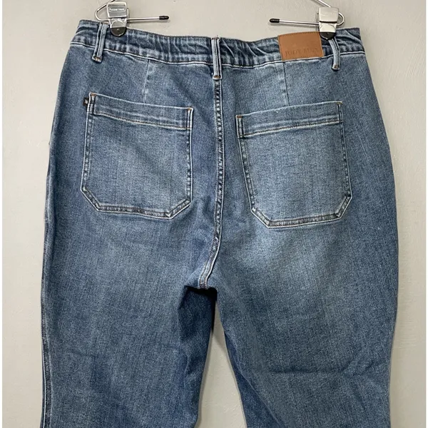 Judy Blue Paxton Jeans Plus Size 16W Drawstring Stretch Denim Medium Wash Jogger - Image 4