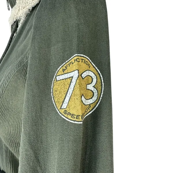 Affliction Black Premium Womens XS Green Military Style Hooded Jacket - Image 4