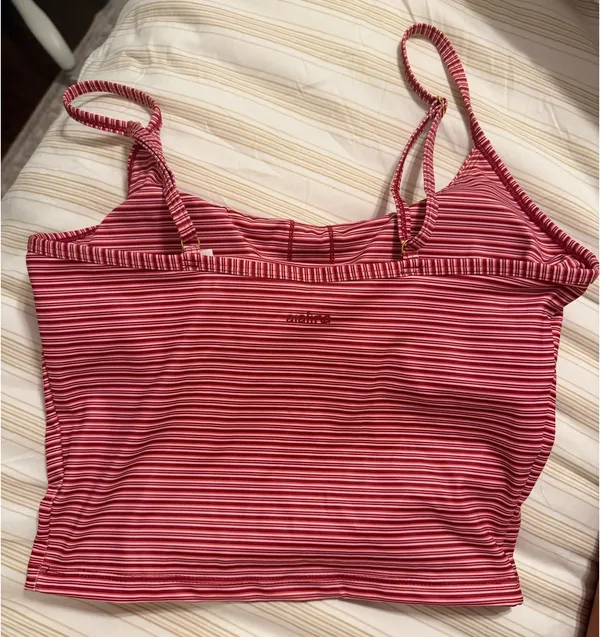 Pink Striped Workout Top & Shorts Set | Size Medium | NWT - Image 2