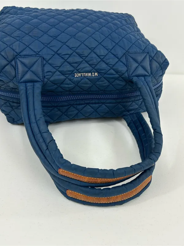 MZ Wallace Quilted Deep Blue Travel Tote with Padded Handles - Image 5