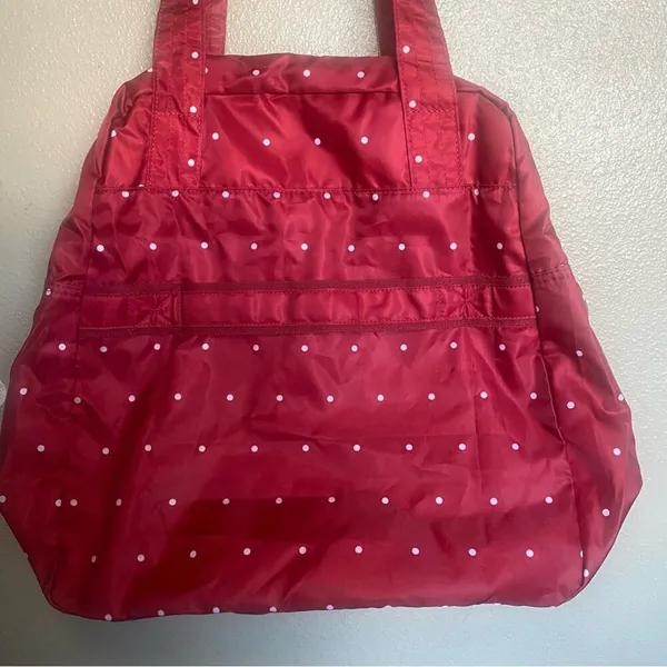 Lug polka dot Red and white Bag‎ Lightweight packable Tote Bag - Image 9