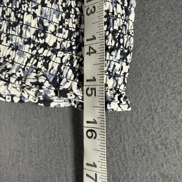 Abercrombie & Fitch Blouse Womens Small Blue Floral Smocked Long Sleeve Crop Top - Image 8