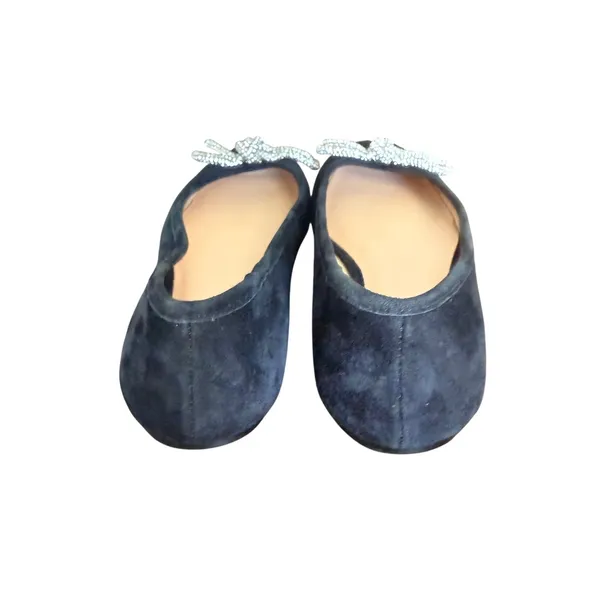 J.Jill Black Suede Crystal Bow Ballet Flats Slip On‎ Shoes Women Size 6 coquette - Image 5