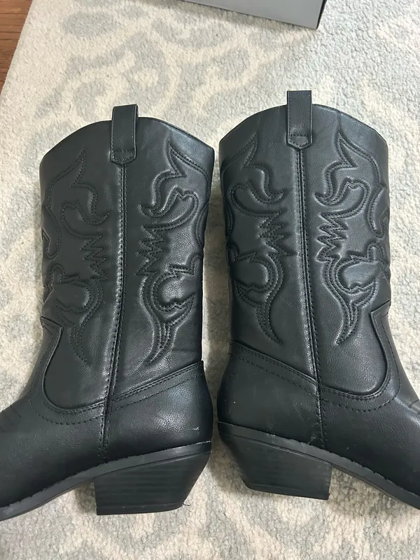 Black Leather Western Cowboy Boots - Image 4