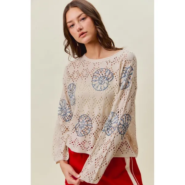 SO ME Seashell Lightweight Sweater Top - Image 5