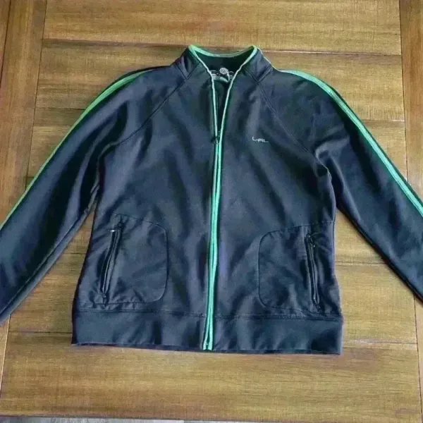 Lauren Ralph Lauren Active Full Zip Jacket Black with Green Trim Size Large - Image 2