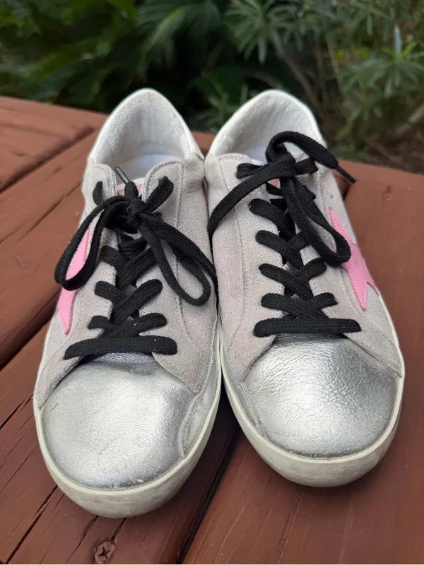 Golden Goose Superstar Silver Pink Star Sneakers Size 6.5 $575 - Image 3