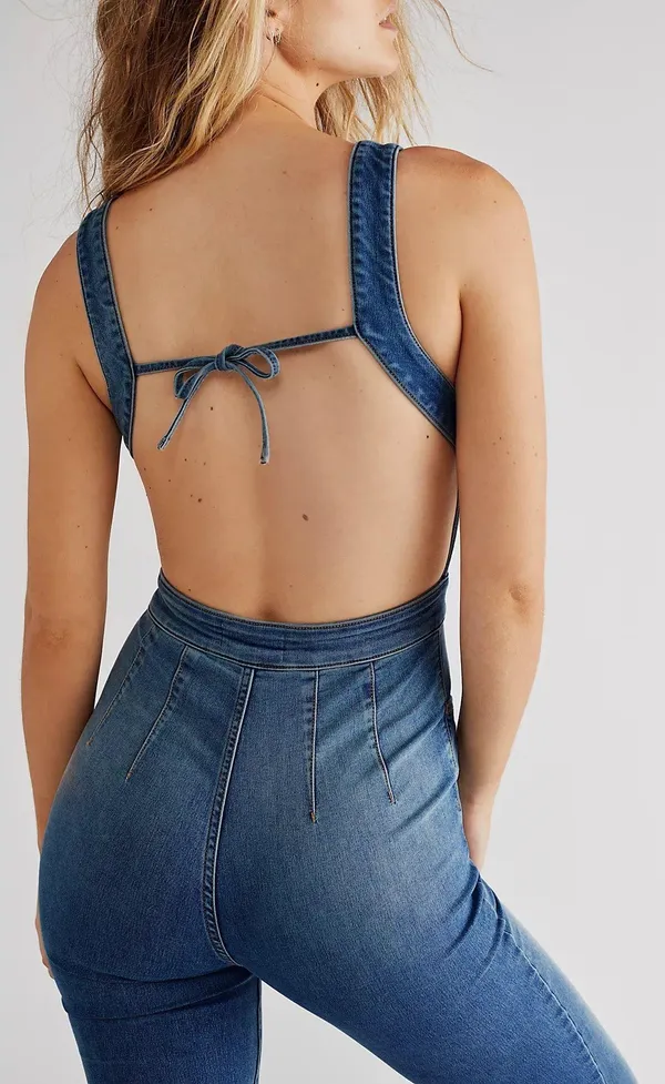 Free People 2nd Ave One Piece Denim Jumpsuit - Image 2