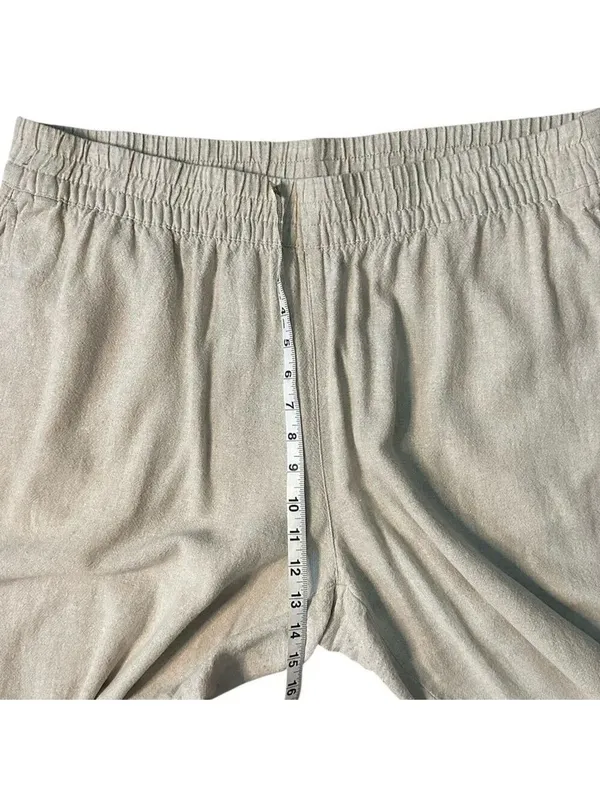 Old Navy High Rise Linen Blend Wide Leg Casual Comfort Waistband Pant Tan Sz XL - Image 5