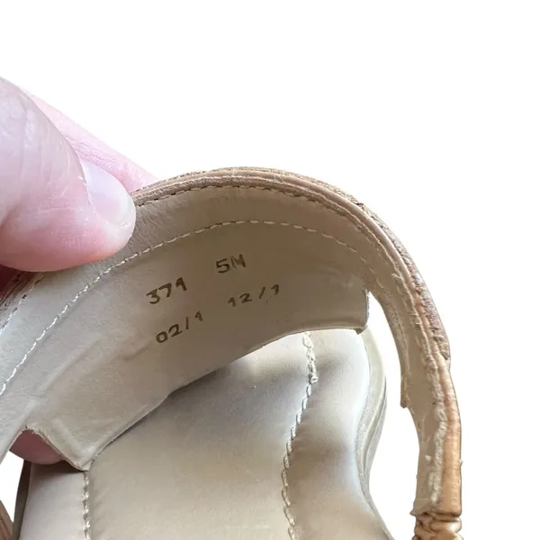 Danelle Vintage Tan Leather Woven Slide Sandals Block Heel Square Toe Boho 5M - Image 9