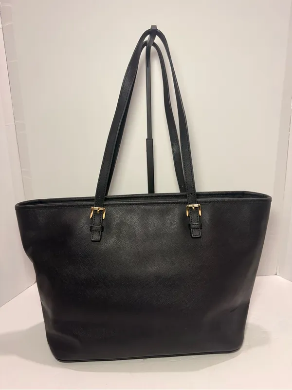 Michael Kors Black Leather Tote with Gold Hardware - Image 11