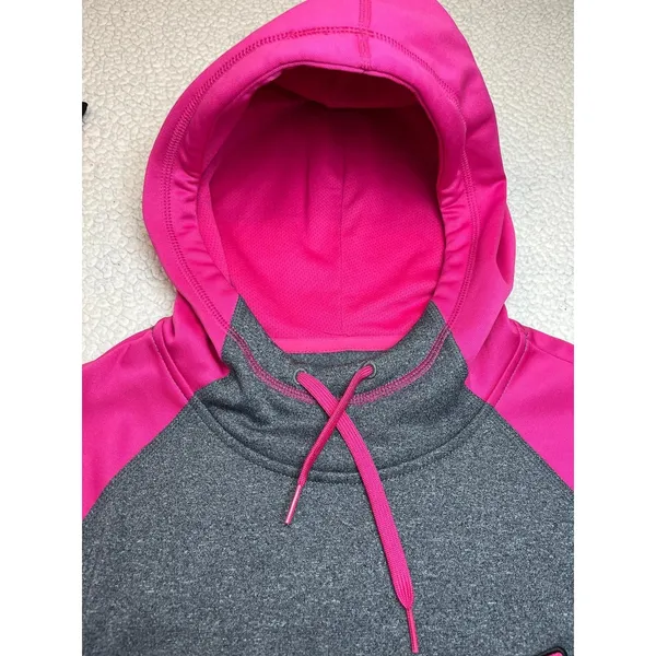 Nike Hot Pink Gray Therma-Fit Pullover Hoodie Sweatshirt Womens Size M NWT - Image 3