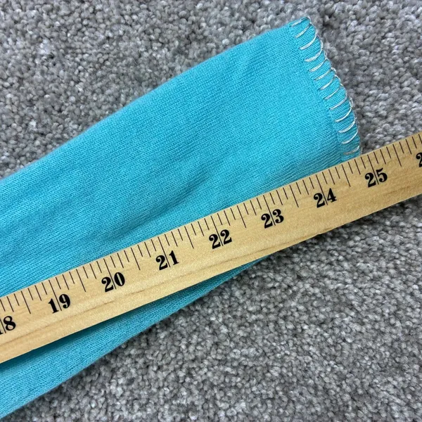 Bohemian‎ Turquoise Cashmere Sweater Spit V Neck Whipstitch Trim Women M Coastal - Image 4