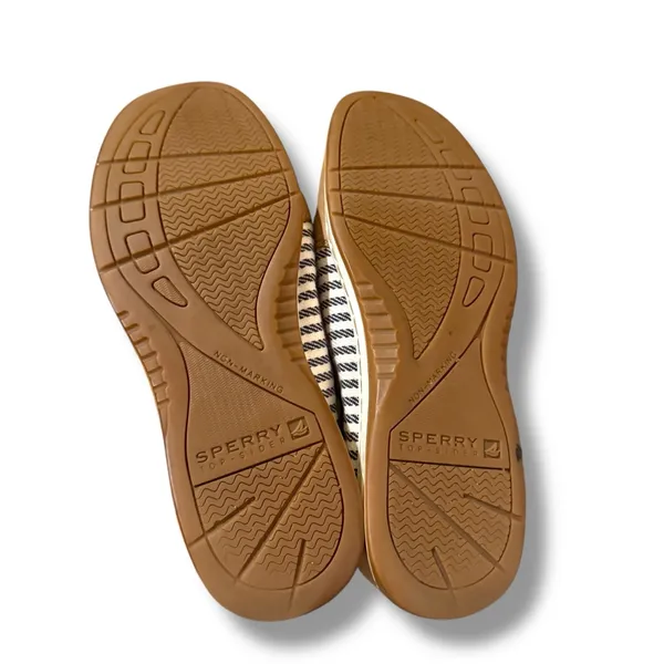 Sperry Angelfish Top Sider Cream & Blue Striped Leather Fabric Boat Shoes Sz 6‎ - Image 8