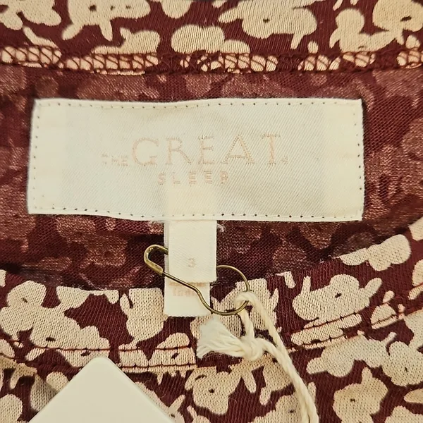 💕THE GREAT💕 The Long Sleeve Sleep Tee ~ Maroon Shadow Floral Size 3 Large NWT - Image 12