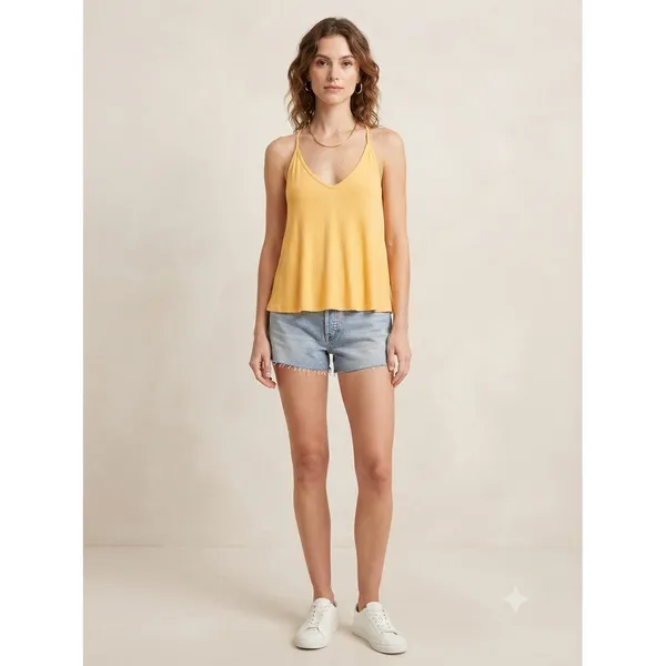 Free People Tank Top Womens XS Ribbed V-Neck Racerback‎ Summer Casual - Image 2