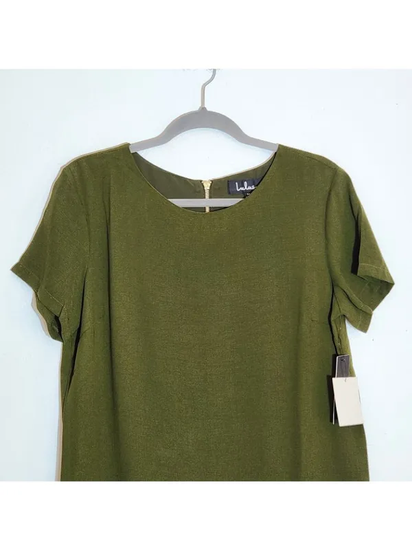 Lulus Olive Green Mini Short Sleeve Shift Dress Size Medium NWT - Image 2