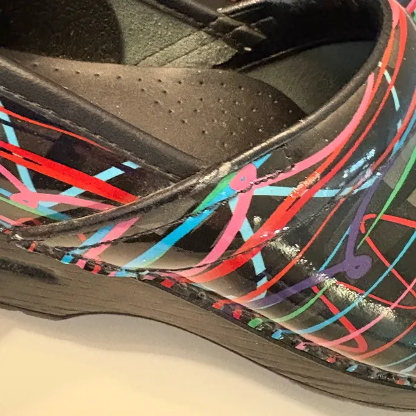 Dansko‎ professional Colorful Streamer Glossy Graffiti Clogs Size 38 US 7 - Image 9