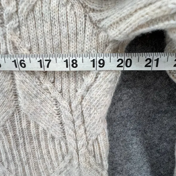 Talbots Sweater Womens XL‎ 0X Cream Diamond 3D Knit Pullover Cottage Fisherman - Image 6
