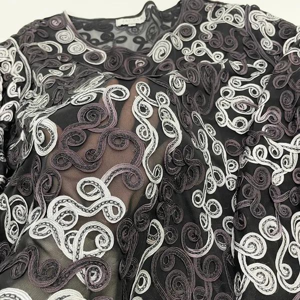 Jaguar Soutache Mesh Top‎ Women Large Swirl Sheer Statement Goth Eclectic Edgy - Image 8