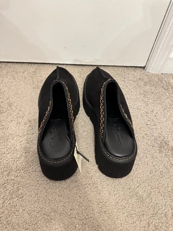 Carlos Pere Chunky Sole Platform Italian Suede Leather Clogs Black Women's 9.5 - Image 3