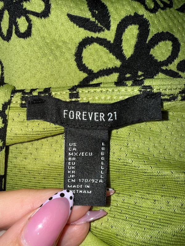 Forever 21 Olive Green Floral Square-Neck Mini Dress - Image 3