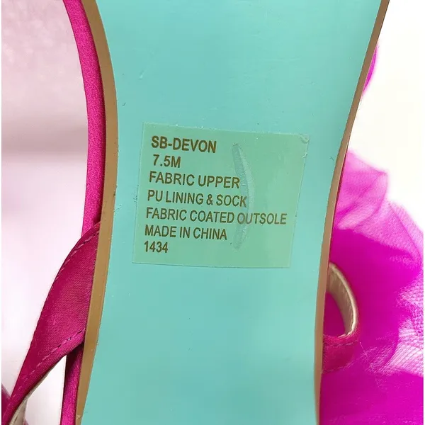 Betsey Johnson Devon Pink Tulle Ruffle Heels Sandals 7.5 Wedding Party‎ Barbie - Image 11