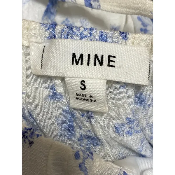Mine Women's White Blue Floral Tiered Sleeveless Mini Tank Flare A-Line Dress S - Image 5