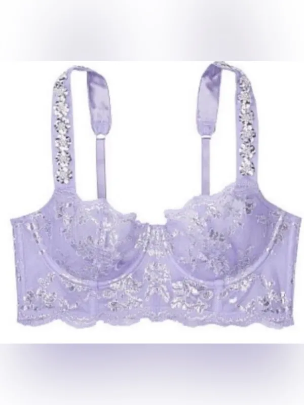 Victoria’s Secret the dream angels push up without lining lilac silver pearl 34D - Image 2