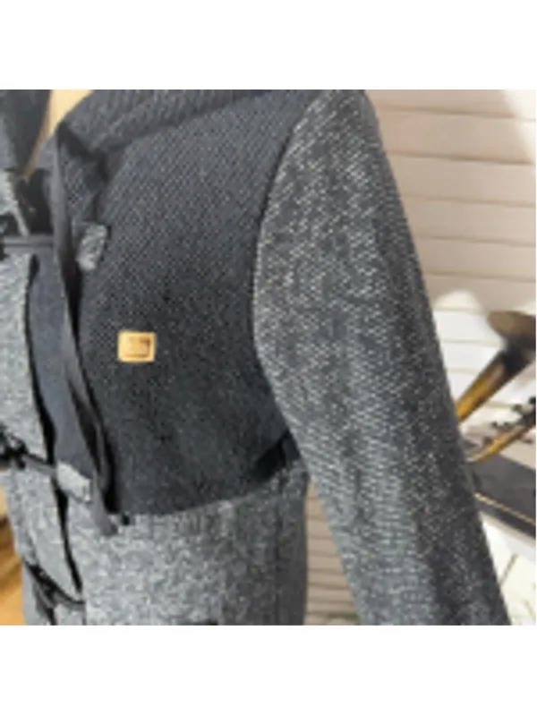 Rip Curl Penny fleece long jacket black gray toggle buttons hooded whimsigoth L - Image 11