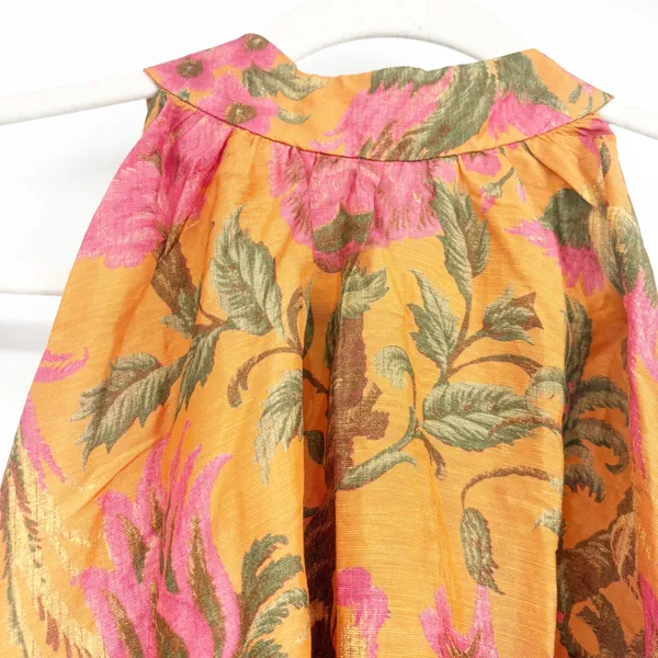 & Other Stories Womens Linen Blend Floral Bow Detail Tiered Trapeze Mini Dress 8 - Image 5