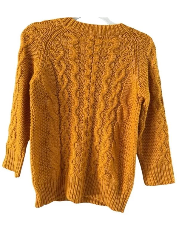 J. Crew Women's Cable Knit Crewneck Sweater — Mustard - Image 3
