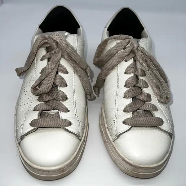 P448 White Leather Sneakers with Beige Accents - Image 5