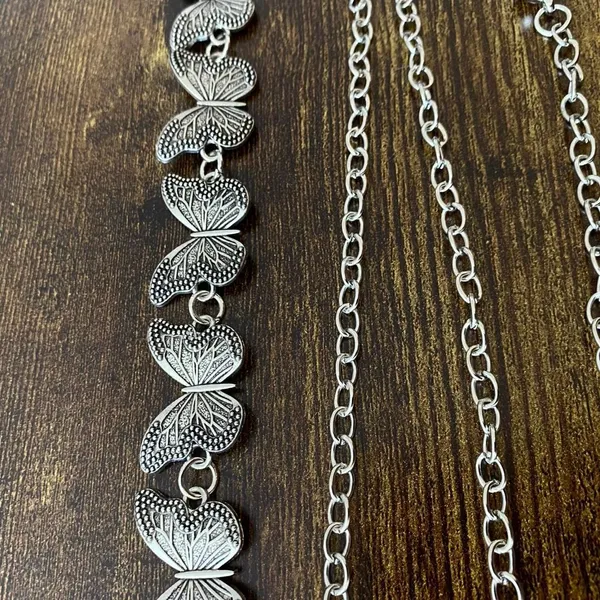 Silver Y2K Butterfly Fairycore Waist Chain Belt, Fits 13 to 35 Inches, X7GA1370 - Image 7