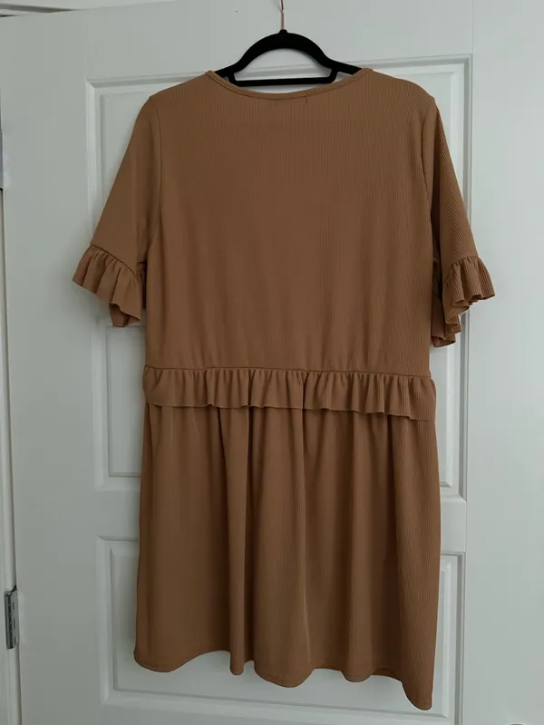 Nasty Gal Soft Tan Mini Dress Deep V Neck - Image 2