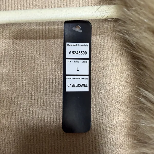 Baldini Mumu Lombardi Long Cardigan in Taupe with a faux fur‎ collar. SIze L - Image 2