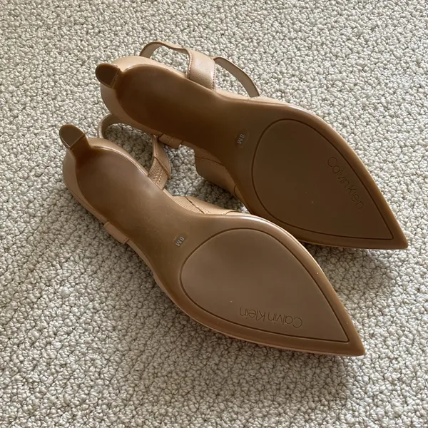 NEW Calvin Klein Slingback Nude Pumps Heels Wrap Around Kitten Mary Janes Sz 8 - Image 6