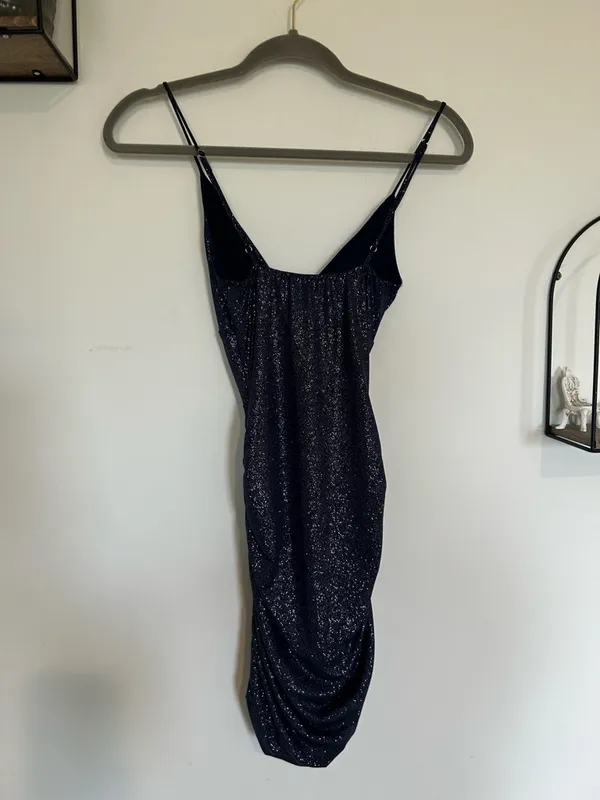 Lucy in the‎ Sky Navy Blue Sparkly Ruched Bodycon Mini Dress Size XS - Image 2