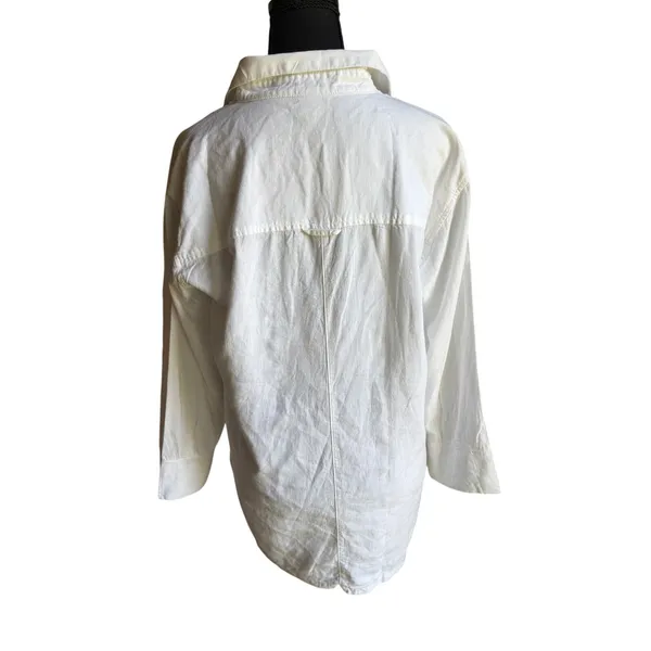 Old Navy Linen Blend White Tunic Cover Up Shirt Small Coastal Beach Resort - Image 4