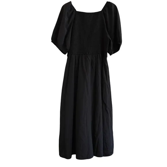 Baltic Born 1X Stefania Midi‎ Dress Black Smocked Puff Sleeve Wedding Guest NEW - Image 11